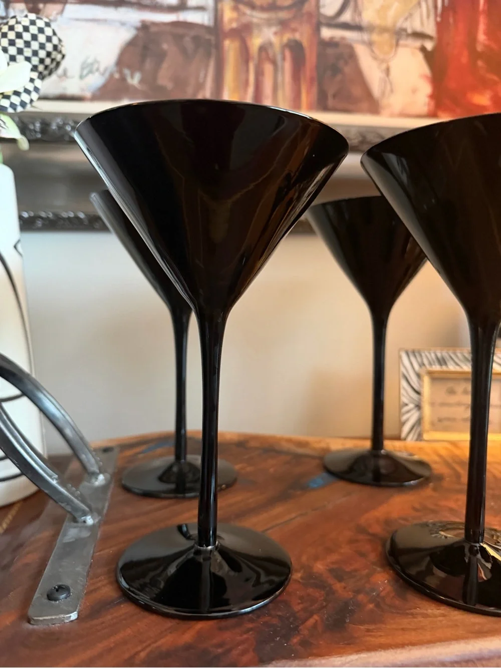 MCM Black Glass Amethyst Martini Coupes - Set of 4 (2 SOLD)